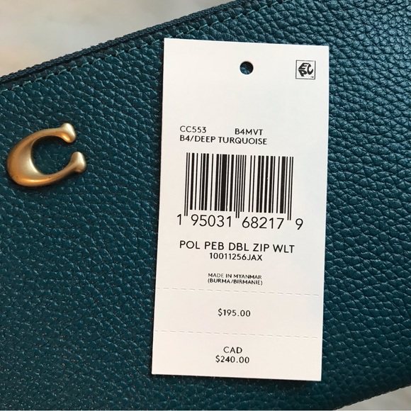 ❤️ Coach Double Zip Wallet Brass/Blue - Picture 6 of 10